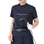 (レディース)ゴルフウェア 吸水速乾 抗菌防臭 フロントロゴ 半袖モックネックシャツ THLA512