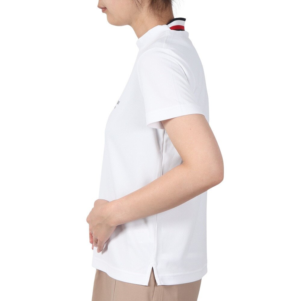トミー ヒルフィガー ゴルフ（TOMMY HILFIGER GOLF）（レディース）ゴルフウェア 吸水速乾 抗菌防臭 フロントロゴ 半袖 モックネックシャツ THLA512-WHT
