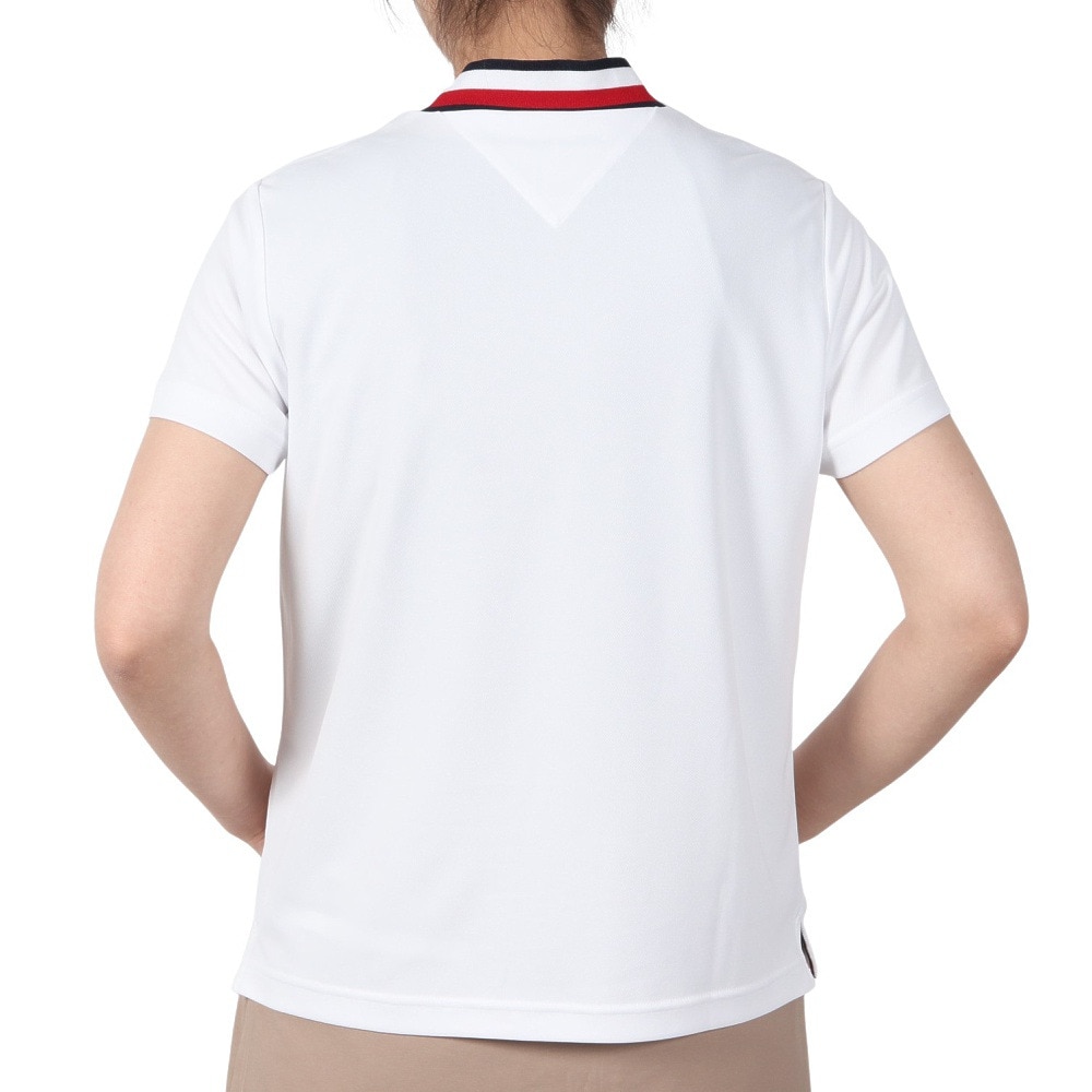 トミー ヒルフィガー ゴルフ（TOMMY HILFIGER GOLF）（レディース）ゴルフウェア 吸水速乾 抗菌防臭 フロントロゴ 半袖 モックネックシャツ THLA512-WHT