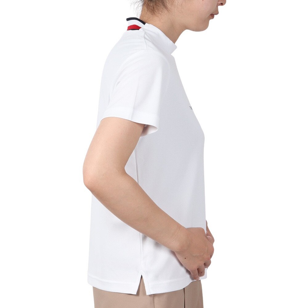 トミー ヒルフィガー ゴルフ（TOMMY HILFIGER GOLF）（レディース）ゴルフウェア 吸水速乾 抗菌防臭 フロントロゴ 半袖 モックネックシャツ THLA512-WHT