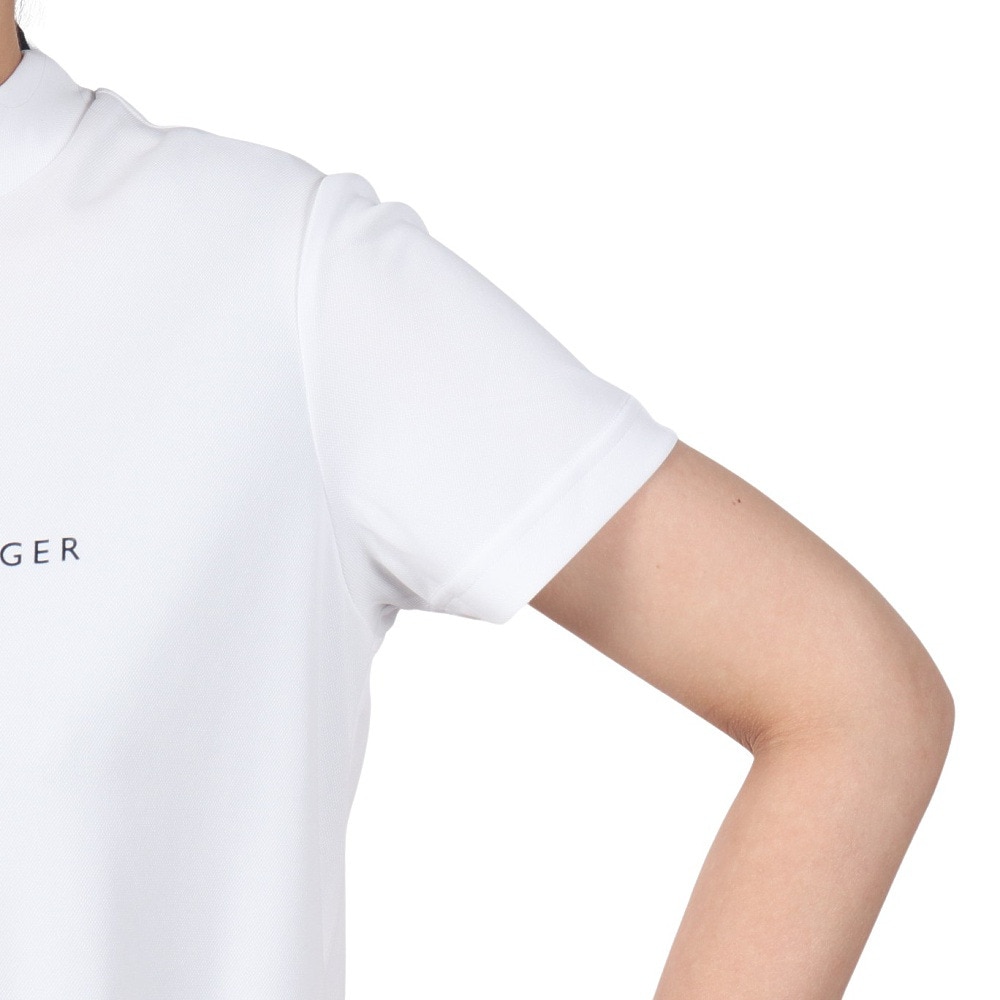 トミー ヒルフィガー ゴルフ（TOMMY HILFIGER GOLF）（レディース）ゴルフウェア 吸水速乾 抗菌防臭 フロントロゴ 半袖 モックネックシャツ THLA512-WHT