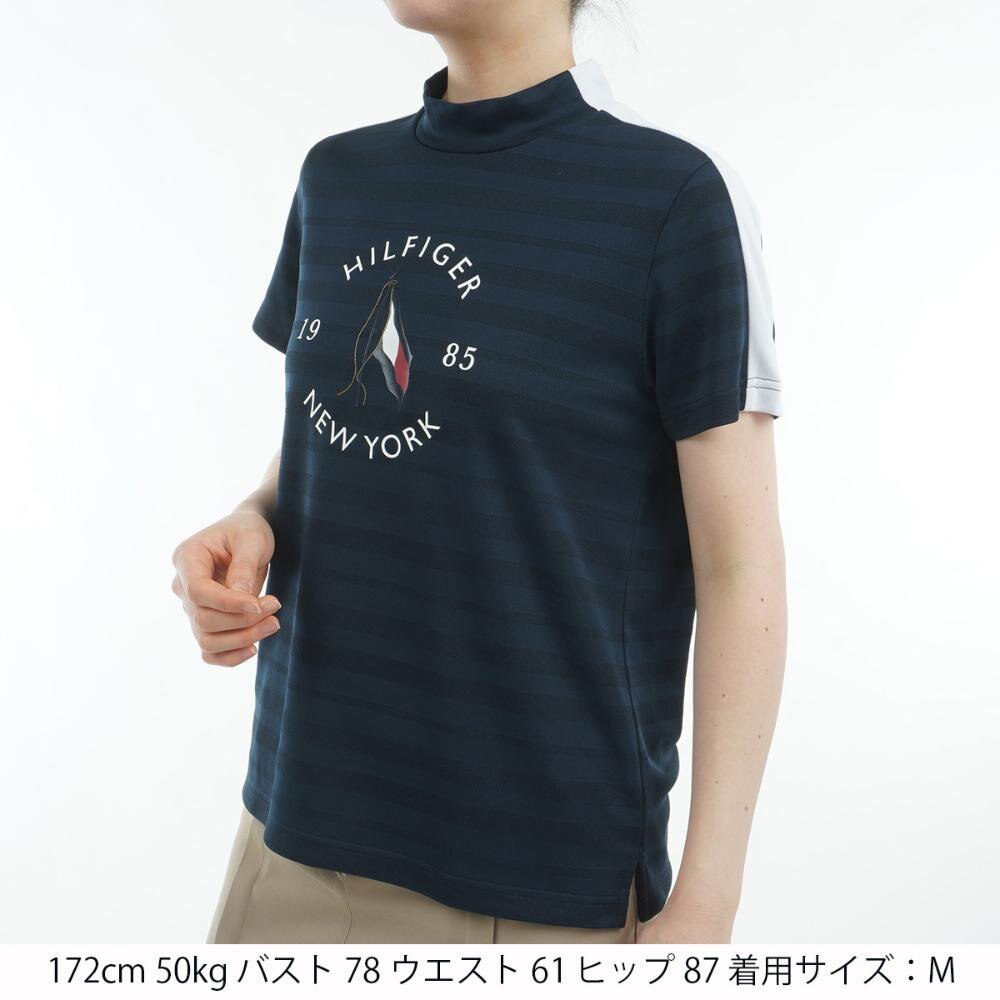 トミー ヒルフィガー ゴルフ（TOMMY HILFIGER GOLF）（レディース）ゴルフウェア 吸水速乾 抗菌防臭 半袖 サークルロゴ モックネックシャツ THLA522-NVY