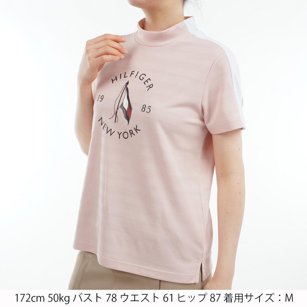 トミー ヒルフィガー ゴルフ（TOMMY HILFIGER GOLF）（レディース）ゴルフウェア 吸水速乾 抗菌防臭 半袖 サークルロゴ モックネックシャツ THLA522-PNK