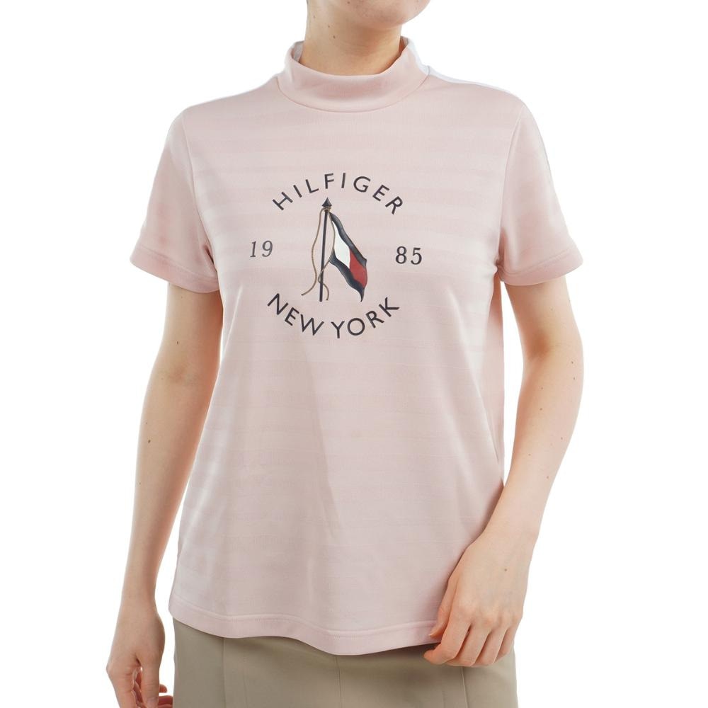 トミー ヒルフィガー ゴルフ（TOMMY HILFIGER GOLF）（レディース）ゴルフウェア 吸水速乾 抗菌防臭 半袖 サークルロゴ モックネックシャツ THLA522-PNK