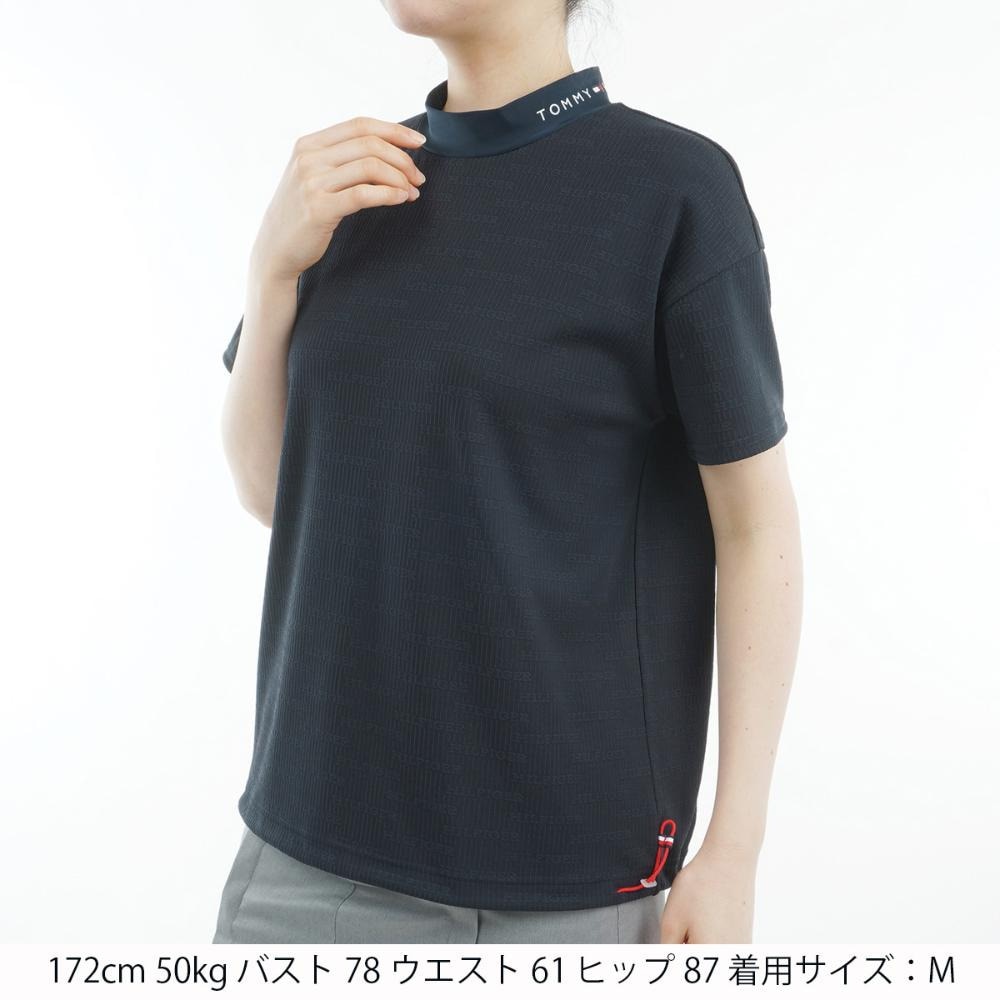 トミー ヒルフィガー ゴルフ（TOMMY HILFIGER GOLF）（レディース）ゴルフウェア 吸水速乾 抗菌防臭 半袖 ジャカードモックネックシャツ THLA529-NVY