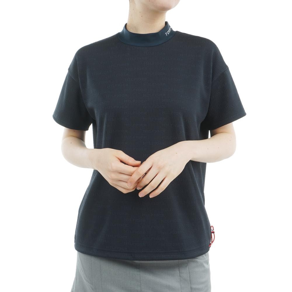 トミー ヒルフィガー ゴルフ（TOMMY HILFIGER GOLF）（レディース）ゴルフウェア 吸水速乾 抗菌防臭 半袖 ジャカードモックネックシャツ THLA529-NVY