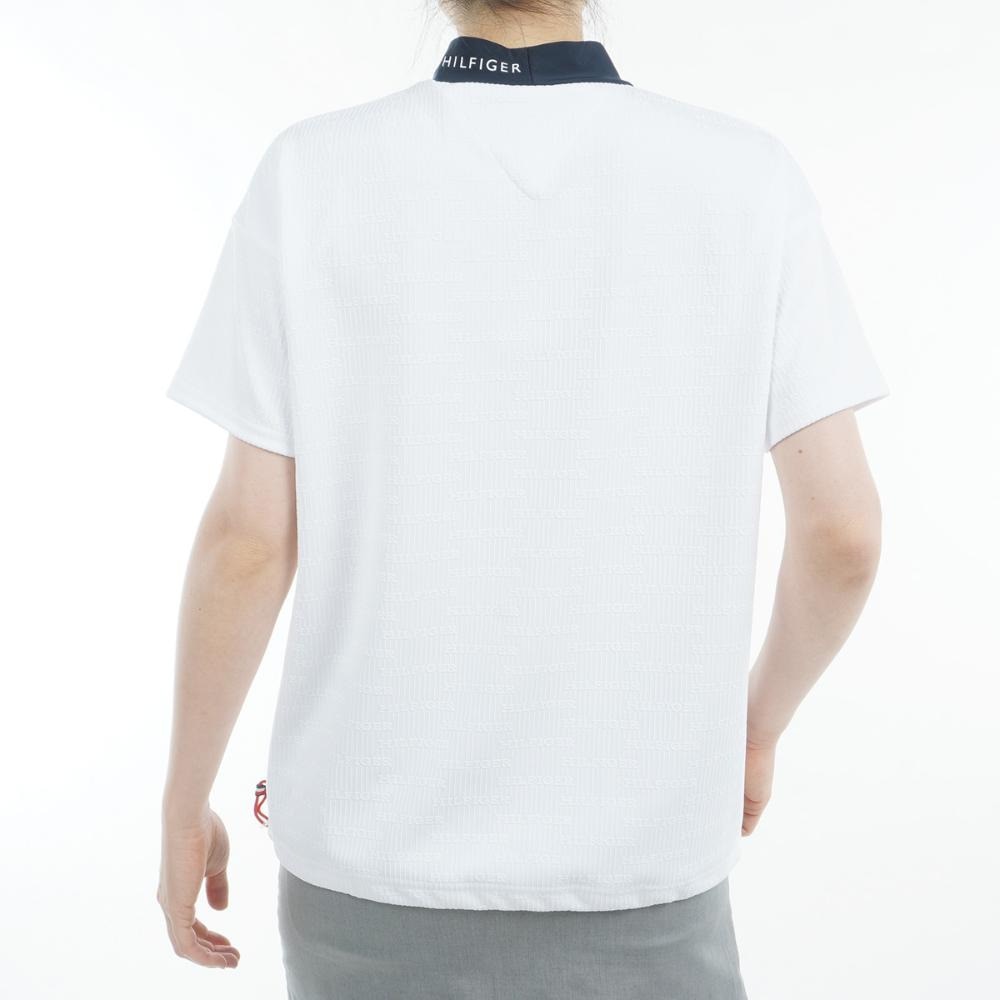 トミー ヒルフィガー ゴルフ（TOMMY HILFIGER GOLF）（レディース）ゴルフウェア 吸水速乾 抗菌防臭 半袖 ジャカードモックネックシャツ THLA529-WHT