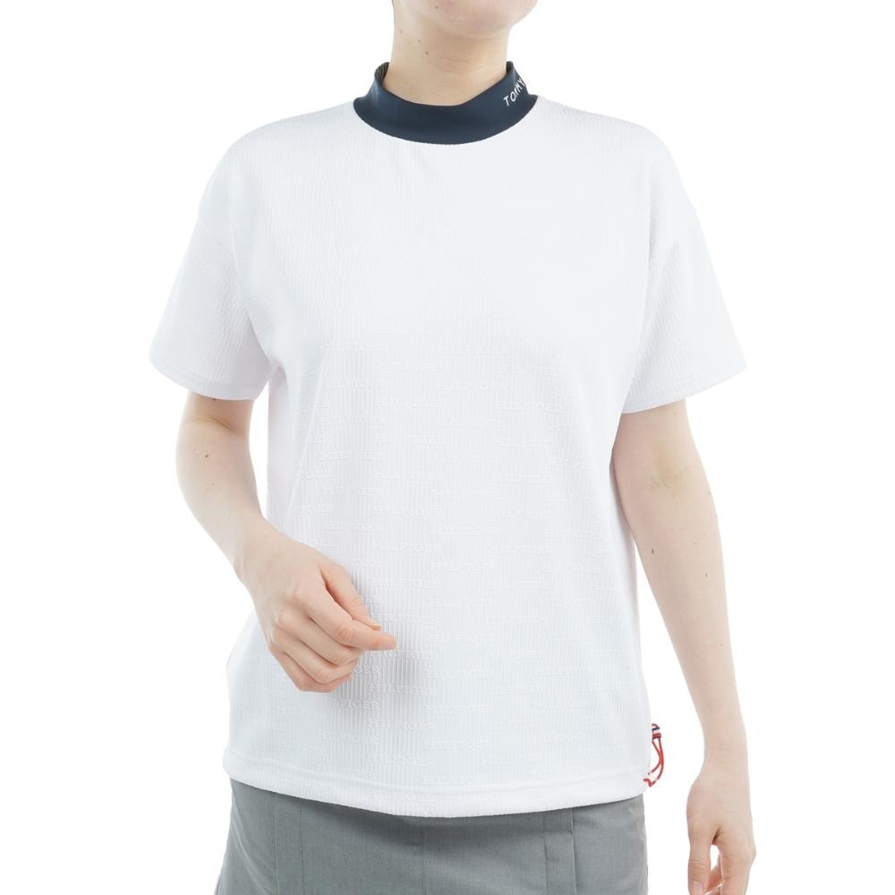 トミー ヒルフィガー ゴルフ（TOMMY HILFIGER GOLF）（レディース）ゴルフウェア 吸水速乾 抗菌防臭 半袖 ジャカードモックネックシャツ THLA529-WHT