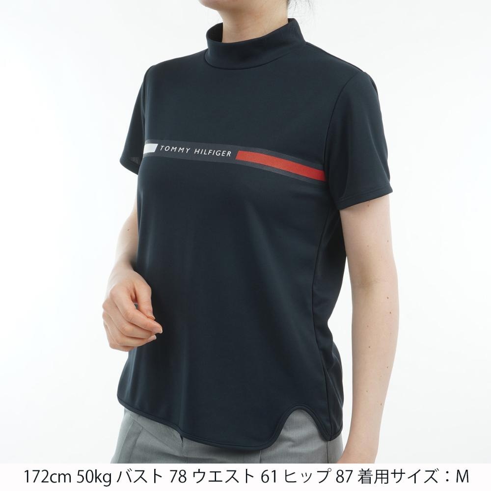 トミー ヒルフィガー ゴルフ（TOMMY HILFIGER GOLF）（レディース）ゴルフウェア 吸水速乾 半袖 ラインロゴ モックネックシャツ THLA532-NVY