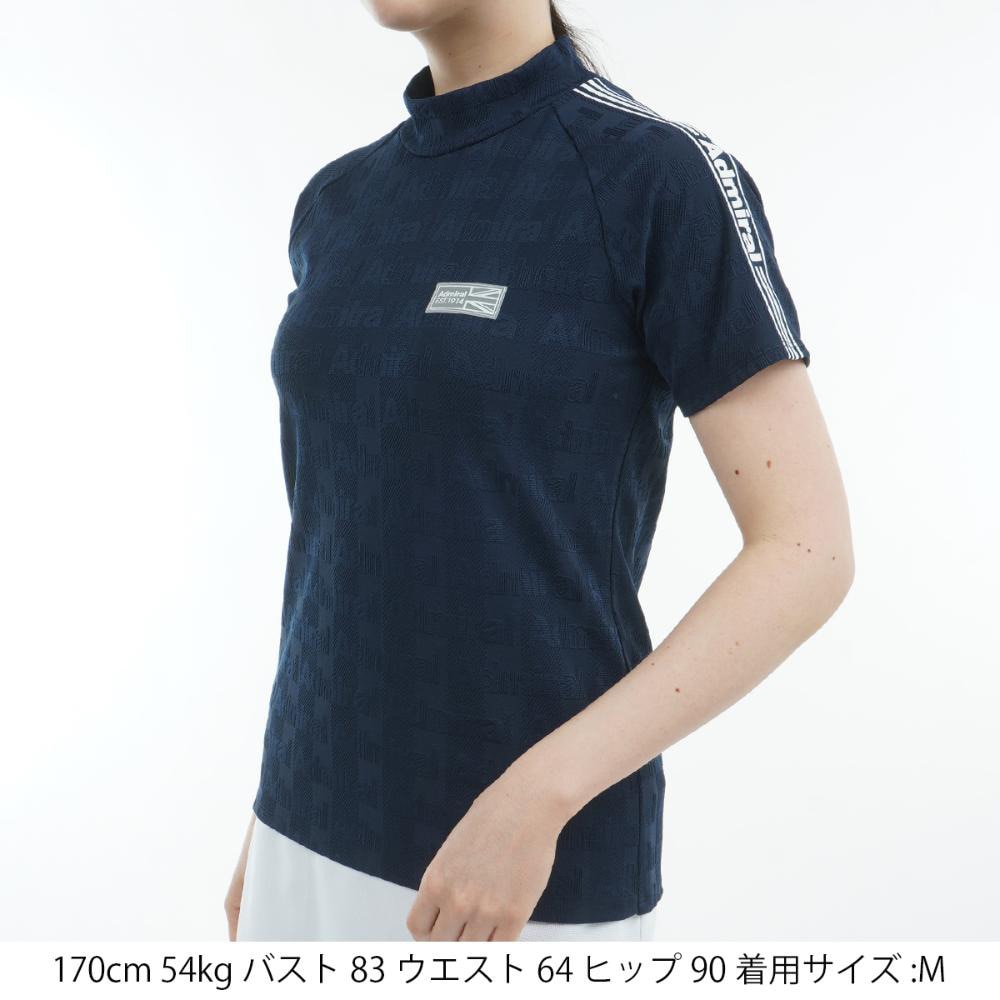 アドミラル ゴルフ（Admiral GOLF）（レディース）モックネック ゴルフ 半袖 ストライプジャガード モックネックシャツ ADLA503-NVY