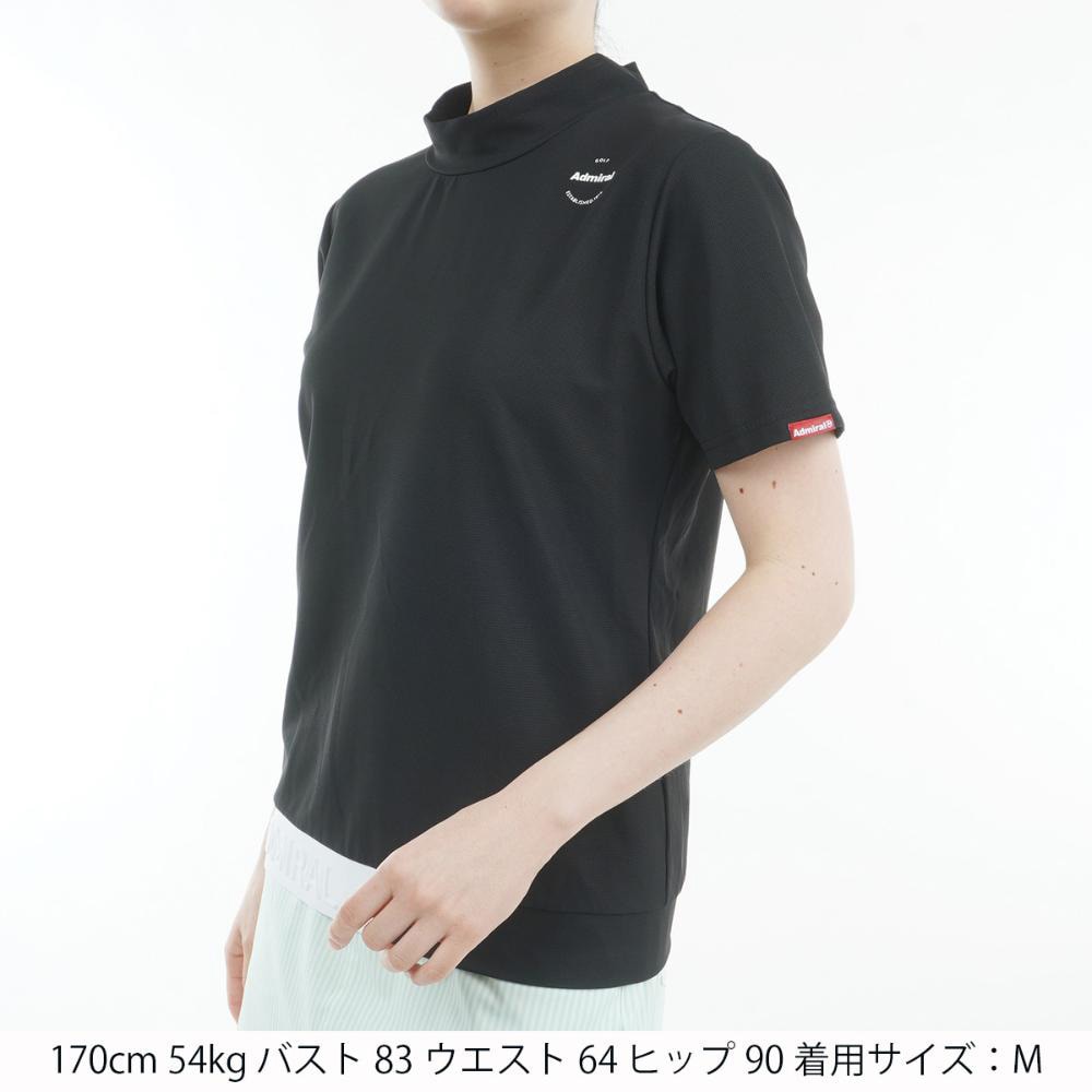 アドミラル ゴルフ（Admiral GOLF）（レディース）モックネック ゴルフ 半袖 ミニワッフル エンボスロゴ モックシャツ ADLA506-BLK