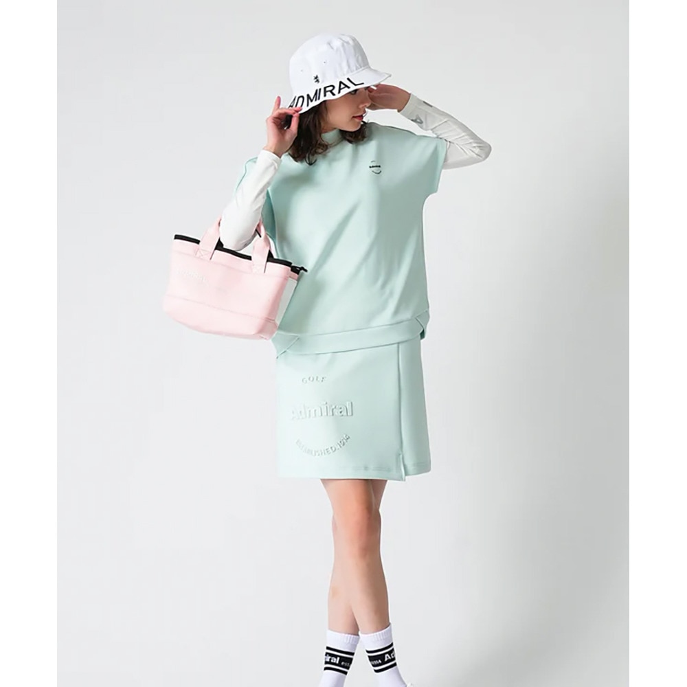 アドミラル ゴルフ（Admiral GOLF）（レディース）モックネック ゴルフ 半袖 エンボスロゴ ダンボールモックシャツ ADLA513-MGRN