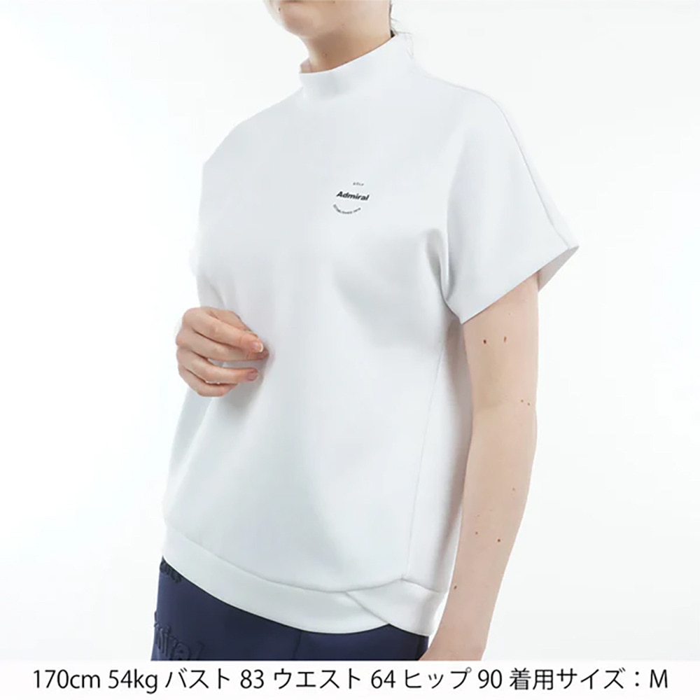 アドミラル ゴルフ（Admiral GOLF）（レディース）モックネック ゴルフ 半袖 エンボスロゴ ダンボールモックシャツ ADLA513-WHT
