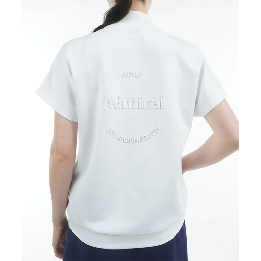 アドミラル ゴルフ（Admiral GOLF）（レディース）モックネック ゴルフ 半袖 エンボスロゴ ダンボールモックシャツ ADLA513-WHT
