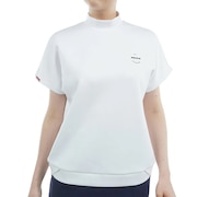 (レディース)モックネック ゴルフ 半袖 エンボスロゴ ダンボールモックシャツ ADLA513-WHT