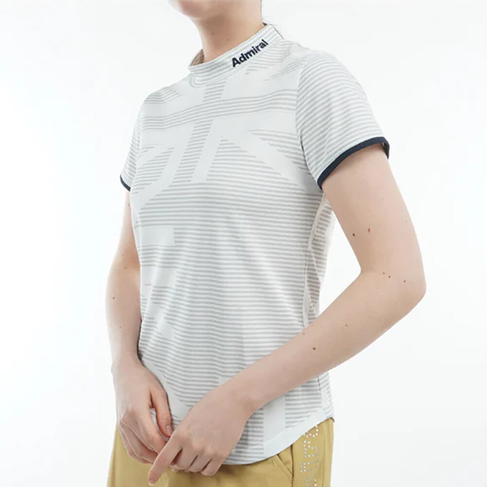 アドミラル ゴルフ（Admiral GOLF）（レディース）モックネック レディース ゴルフ 半袖 スパッシー ユニオンジャック モックシャツ ADLA516-WHT