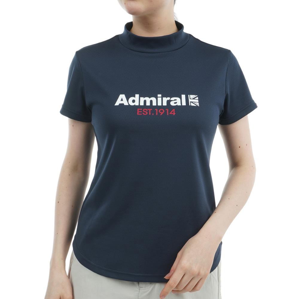 アドミラル ゴルフ（Admiral GOLF）（レディース）モックネック ゴルフ 半袖 カラタッチ ロゴプリントモックシャツADLA518-NVY