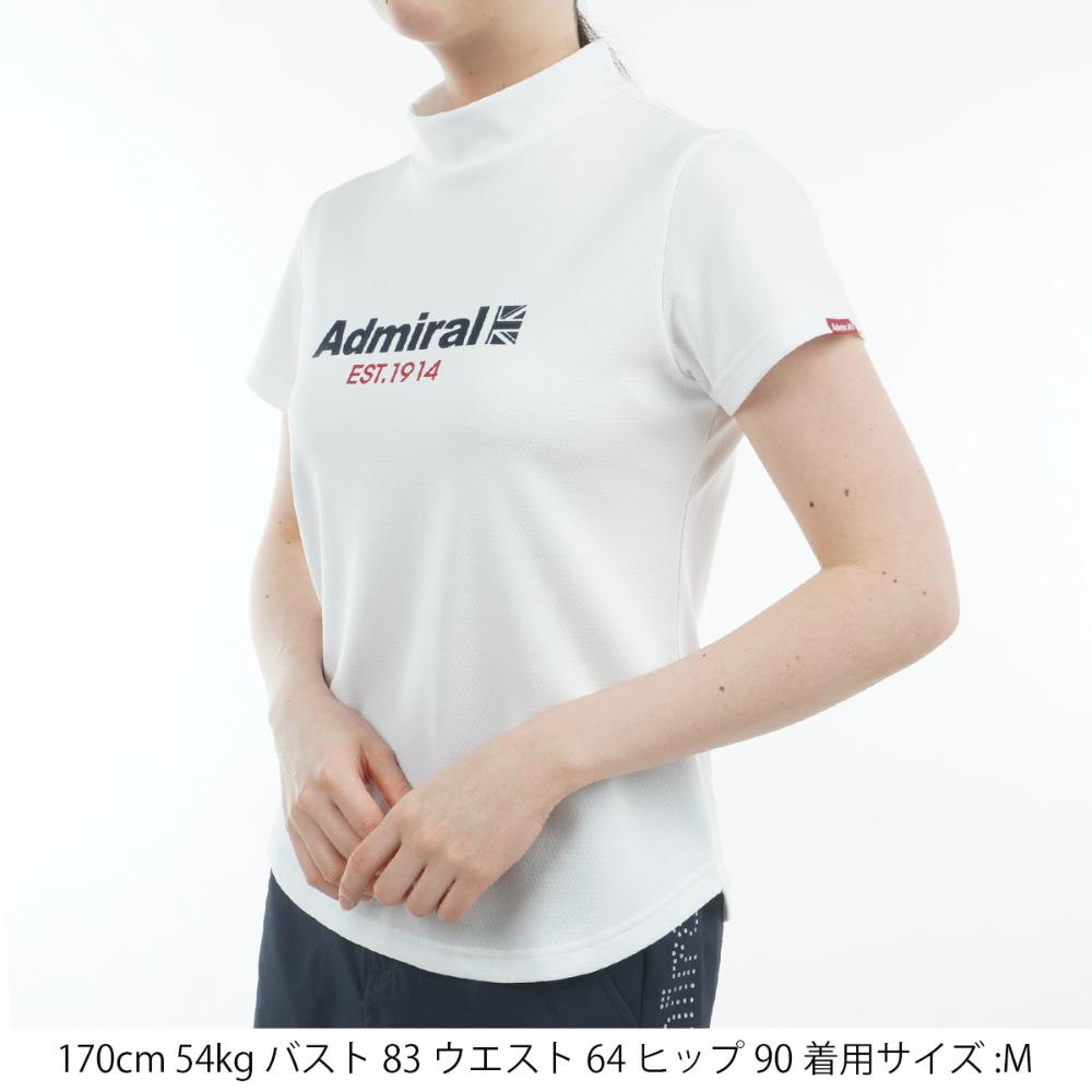 アドミラル ゴルフ（Admiral GOLF）（レディース）モックネック ゴルフ 半袖 カラタッチ ロゴプリントモックシャツ ADLA518-WHT