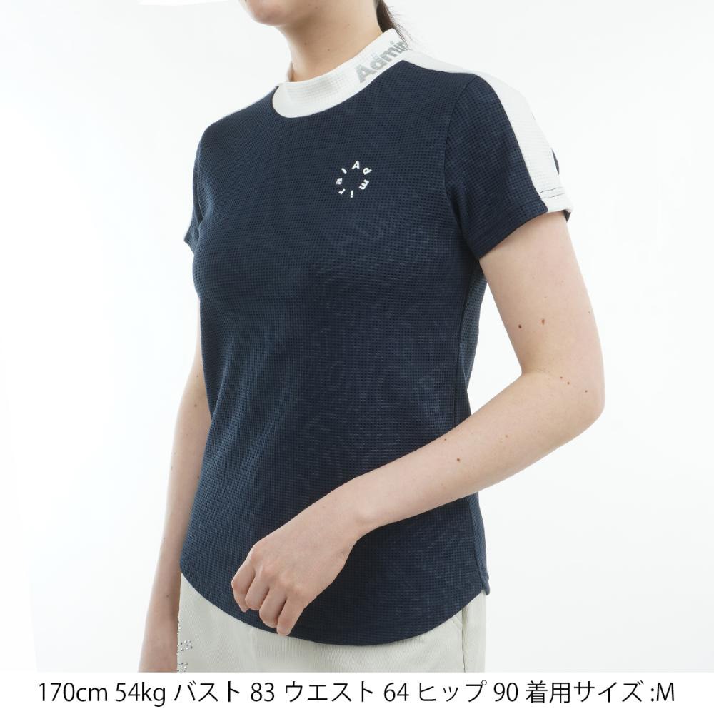 アドミラル ゴルフ（Admiral GOLF）（レディース）モックネック ゴルフ 半袖 接触冷感 ジオメトリックロゴ モックシャツ ADLA529-NVY