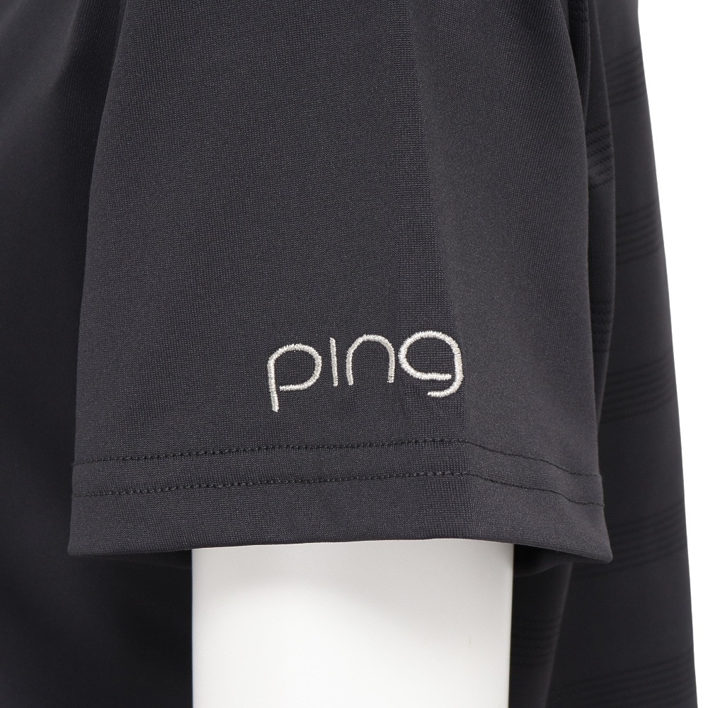 ピン（PING）（レディース）ゴルフウェア 涼風 メッシュボーダー ジャガード 半袖ハイネックシャツ 622-5167100-010