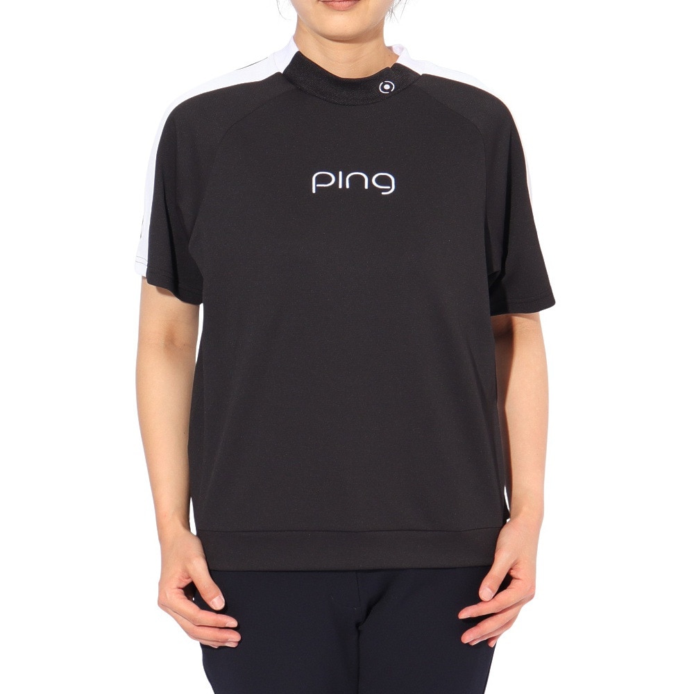 ピン（PING）（レディース）ゴルフウェア 速乾 ダブルメッシュ 半袖ハイネックシャツ 622-5167304-010