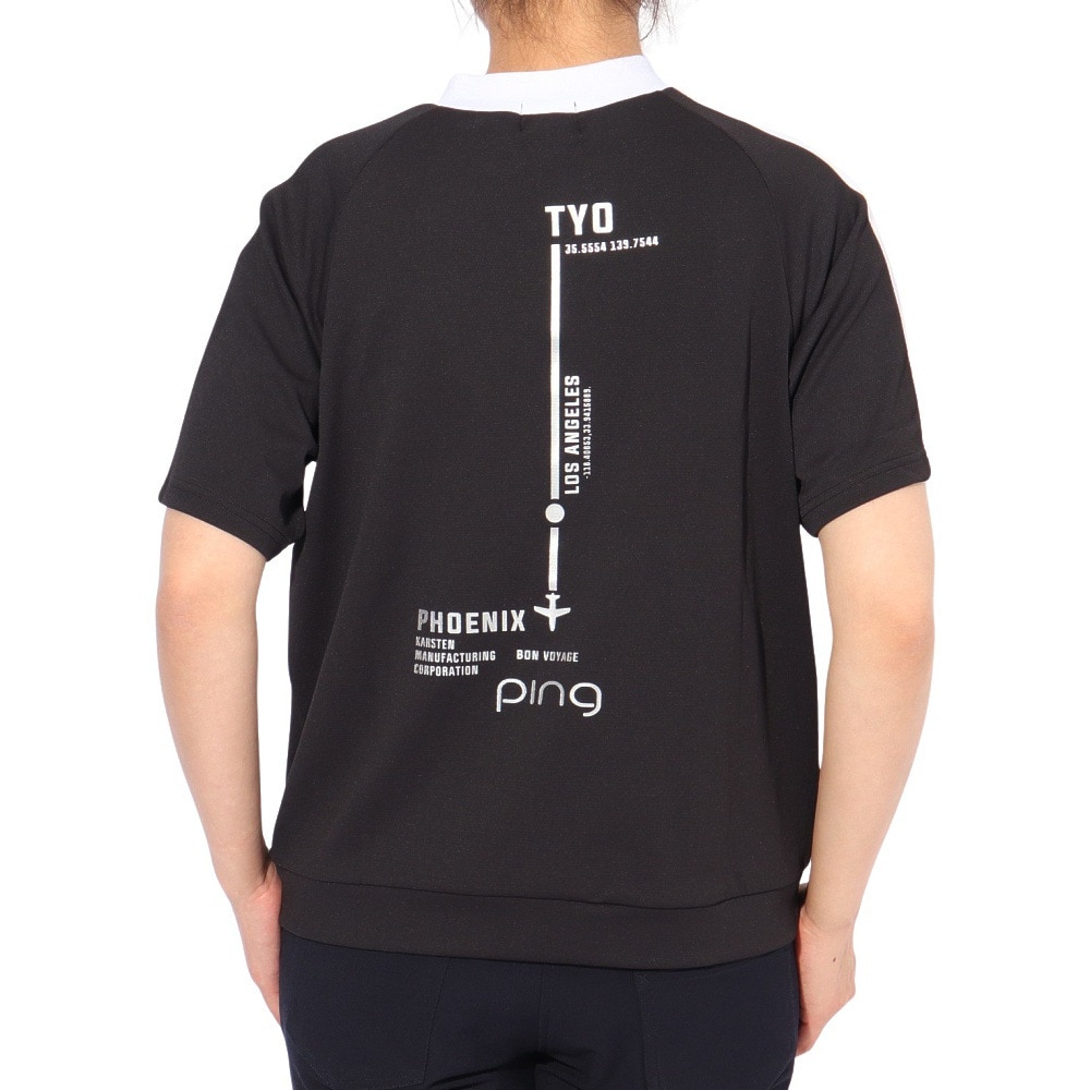 ピン（PING）（レディース）ゴルフウェア 速乾 ダブルメッシュ 半袖ハイネックシャツ 622-5167304-010