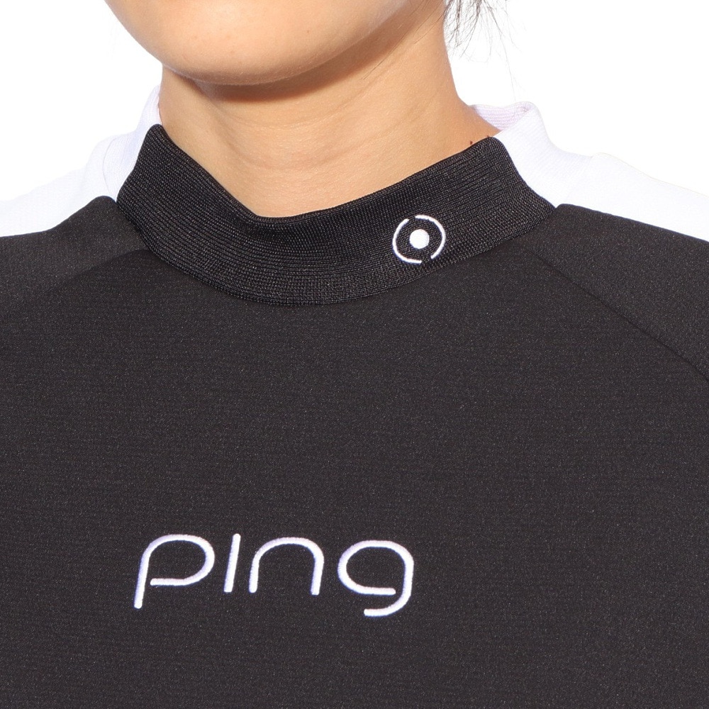 ピン（PING）（レディース）ゴルフウェア 速乾 ダブルメッシュ 半袖ハイネックシャツ 622-5167304-010