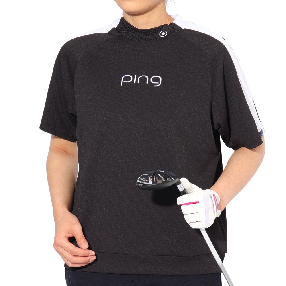 ピン（PING）（レディース）ゴルフウェア 速乾 ダブルメッシュ 半袖ハイネックシャツ 622-5167304-010