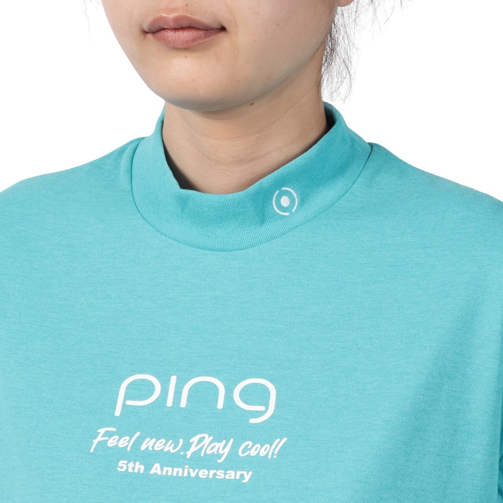 ピン（PING）（レディース）ゴルフウェア 吸水速乾 遮熱 プレーティング天竺 半袖 ハイネックシャツ 622-5167306-110