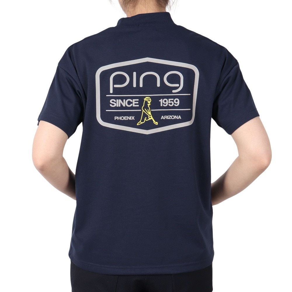 ピン（PING）（レディース）ゴルフウェア 吸水速乾 遮熱 プレーティング天竺 半袖 ハイネックシャツ 622-5167306-120