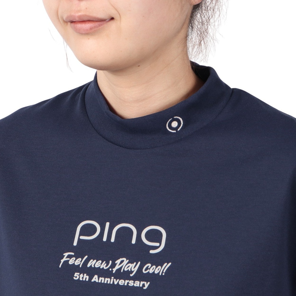 ピン（PING）（レディース）ゴルフウェア 吸水速乾 遮熱 プレーティング天竺 半袖 ハイネックシャツ 622-5167306-120