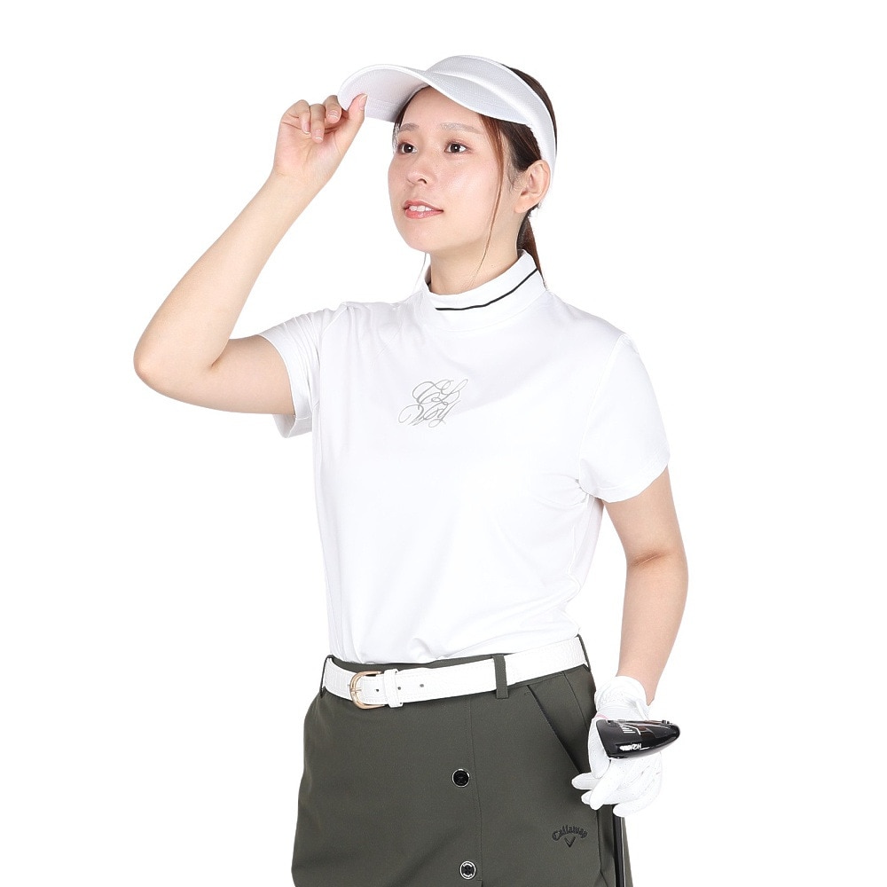 キャロウェイ（CALLAWAY）（レディース）ゴルフウェア ストレッチ UVケア 半袖モックネックシャツ C25234202-1030