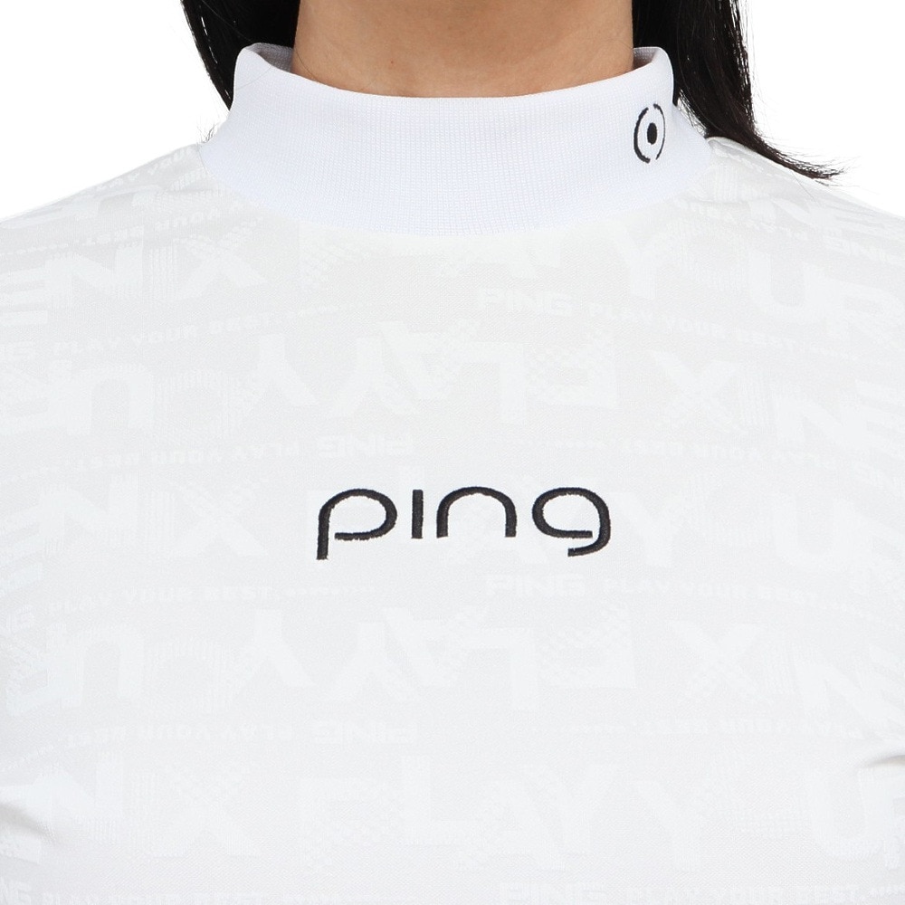 ピン（PING）（レディース）ゴルフウェア モックネック ロゴジャカード 長袖ハイネックシャツ 622-5266900-030