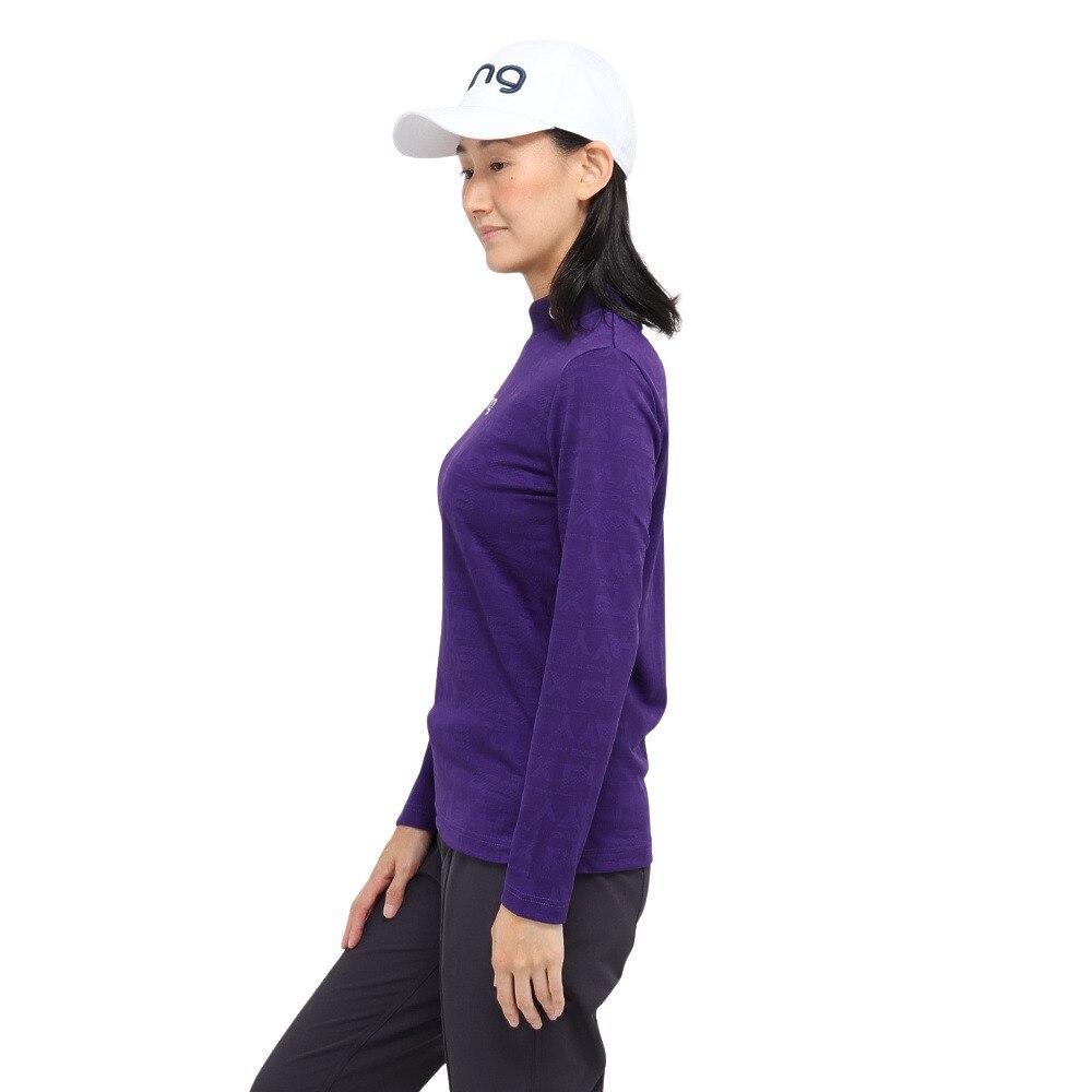 ピン（PING）（レディース）ゴルフウェア モックネック ロゴジャカード 長袖ハイネックシャツ 622-5266900-080