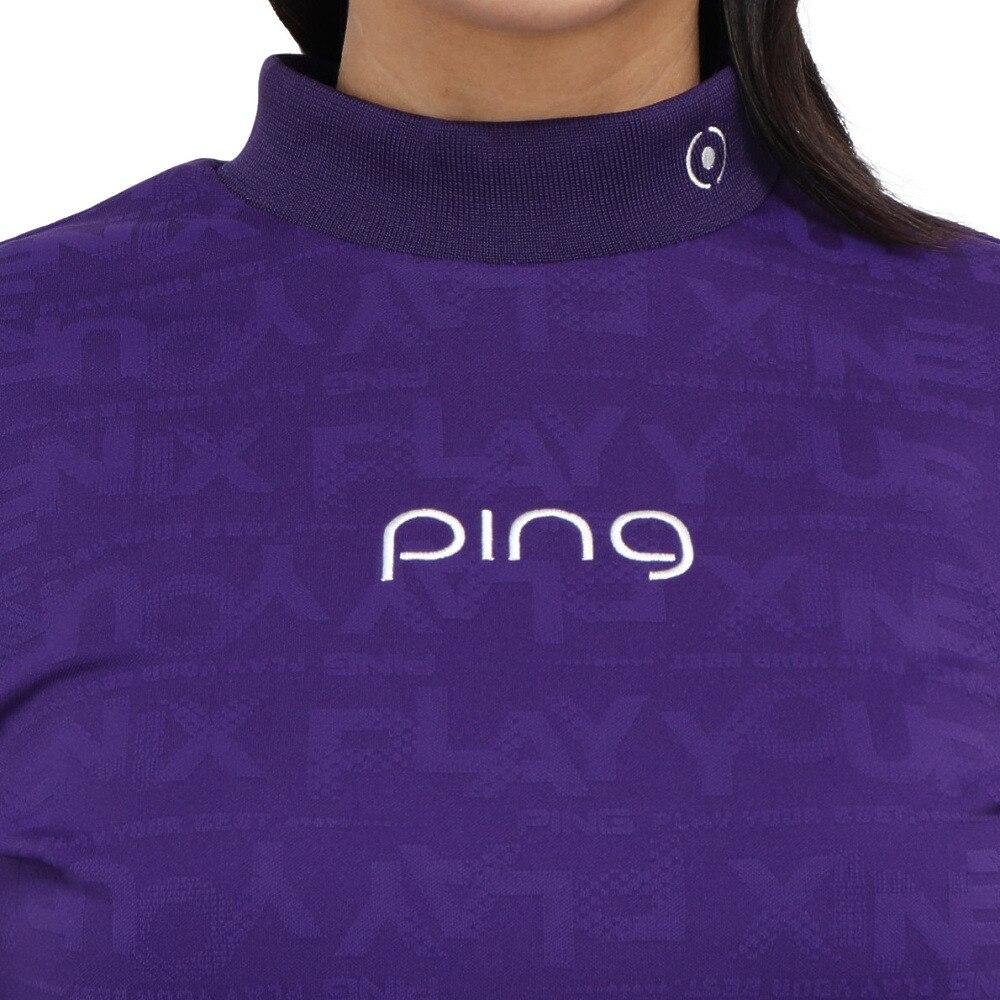 ピン（PING）（レディース）ゴルフウェア モックネック ロゴジャカード 長袖ハイネックシャツ 622-5266900-080