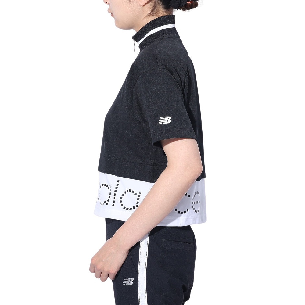 ニューバランス（new balance）（レディース）ゴルフウェア 半袖 モックネック ライトスウェット ハーフジップシャツ 012-4164502-010