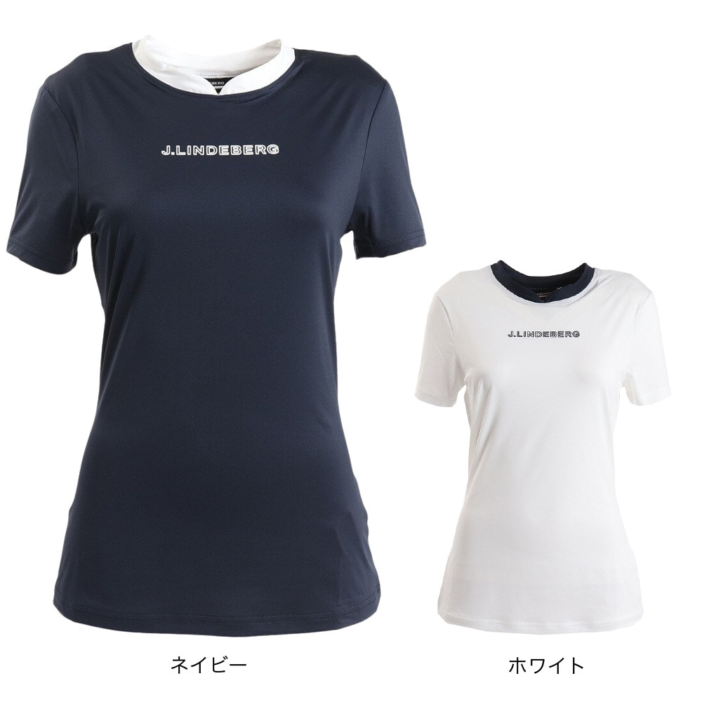 J.LINDEBERG（レディース）ゴルフウェア 吸汗 速乾 バックブリッジ半袖シャツ 072-28544-004