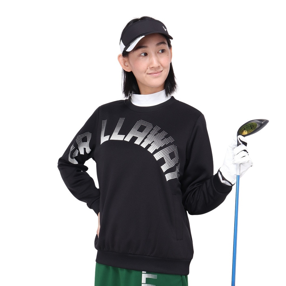 キャロウェイ（CALLAWAY）（レディース）ゴルフウェア 長袖 プルオーバークルーネックスウェット C24217202-1010