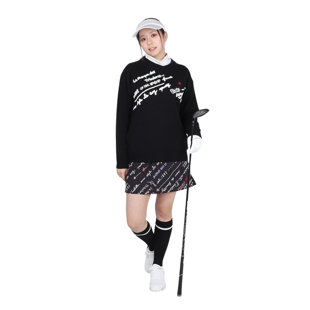 ルコックスポルティフ（lecoqsportif）（レディース）ゴルフウェア 変形クルーネックセーター LG4FST03L BK00