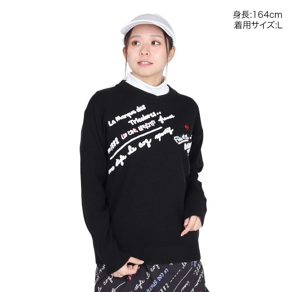 ルコックスポルティフ（lecoqsportif）（レディース）ゴルフウェア 変形クルーネックセーター LG4FST03L BK00