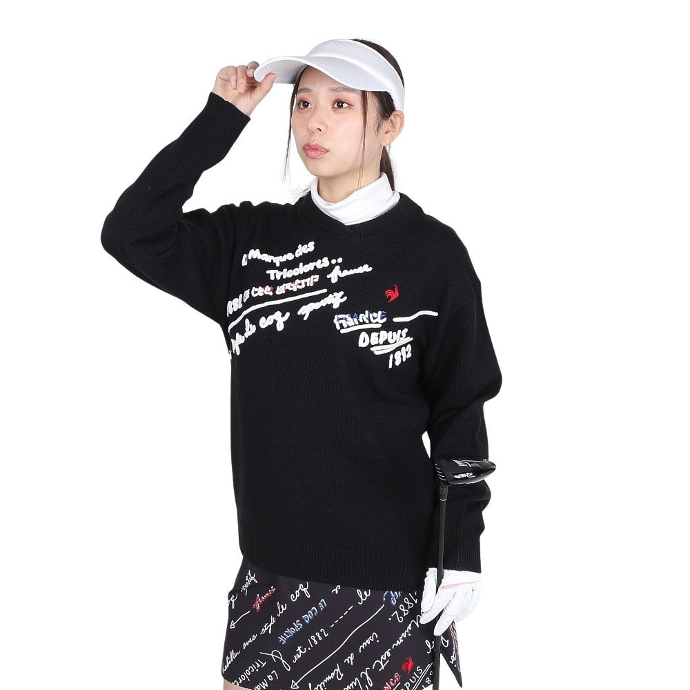 ルコックスポルティフ（lecoqsportif）（レディース）ゴルフウェア 変形クルーネックセーター LG4FST03L BK00