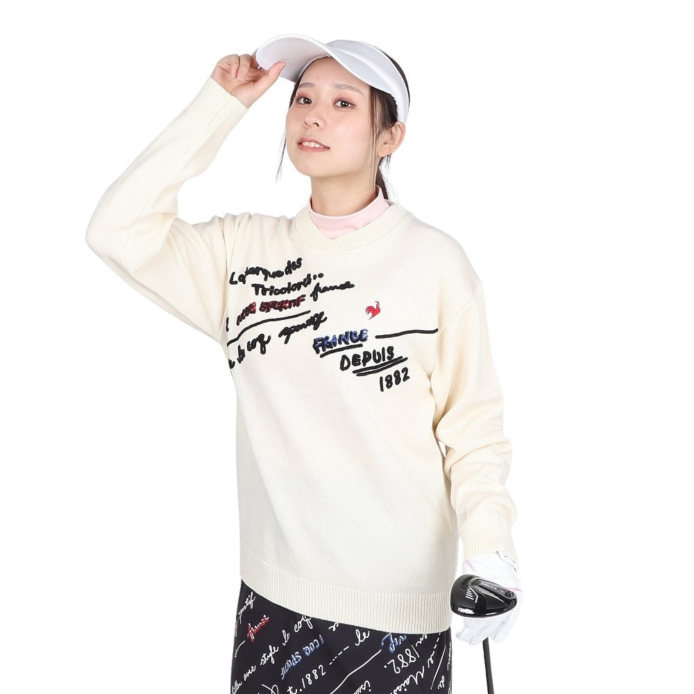 ルコックスポルティフ（lecoqsportif）（レディース）ゴルフウェア 変形クルーネックセーター LG4FST03L WH00