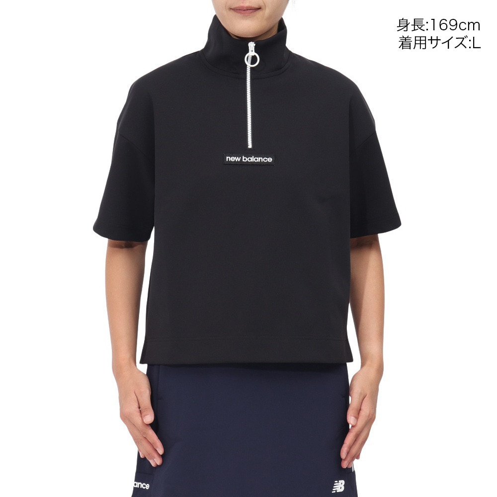 ニューバランス（new balance）（レディース）ゴルフウェア 半袖 スウェット ハーフジップ プルオーバー 012-4262506-010