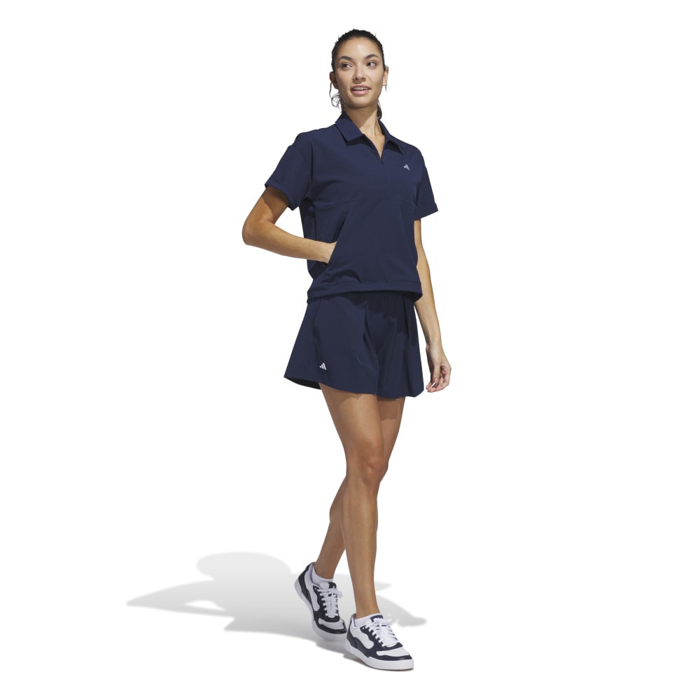 アディダス（adidas）（レディース）ゴルフウェア ビヨンド ザ コース 撥水 ボックスシルエット 2way半袖シャツ KWH87-JE7310NVY