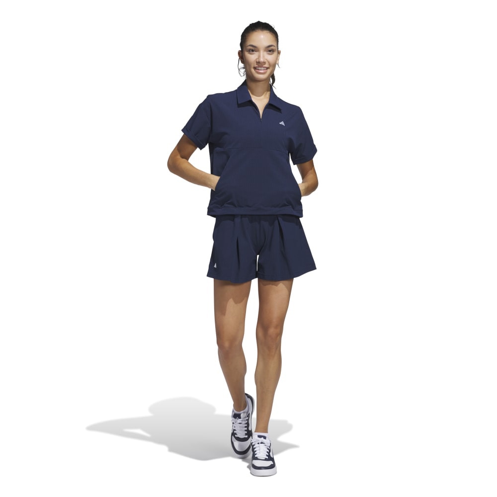アディダス（adidas）（レディース）ゴルフウェア ビヨンド ザ コース 撥水 ボックスシルエット 2way半袖シャツ KWH87-JE7310NVY