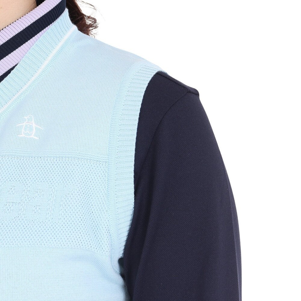マンシングウエア（MUNSING WEAR）（レディース）ゴルフウェア ロゴジャカードニットベスト MGWXJL82 SA00