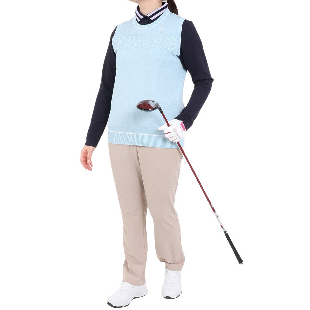 マンシングウエア（MUNSING WEAR）（レディース）ゴルフウェア ロゴジャカードニットベスト MGWXJL82 SA00