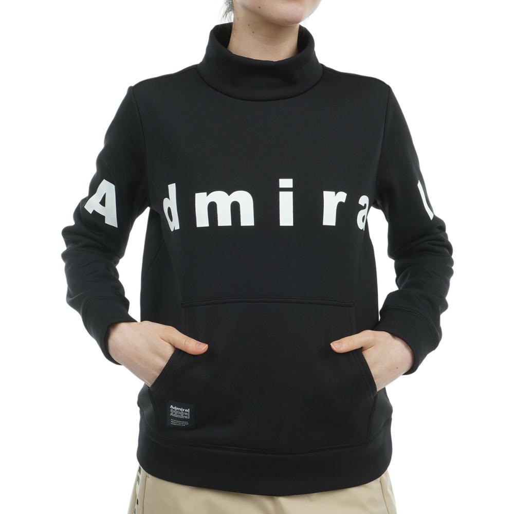アドミラル ゴルフ（Admiral GOLF）（レディース）ゴルフウェア 裏起毛 長袖 ロゴモックネック スウェット ADLA477-BLK