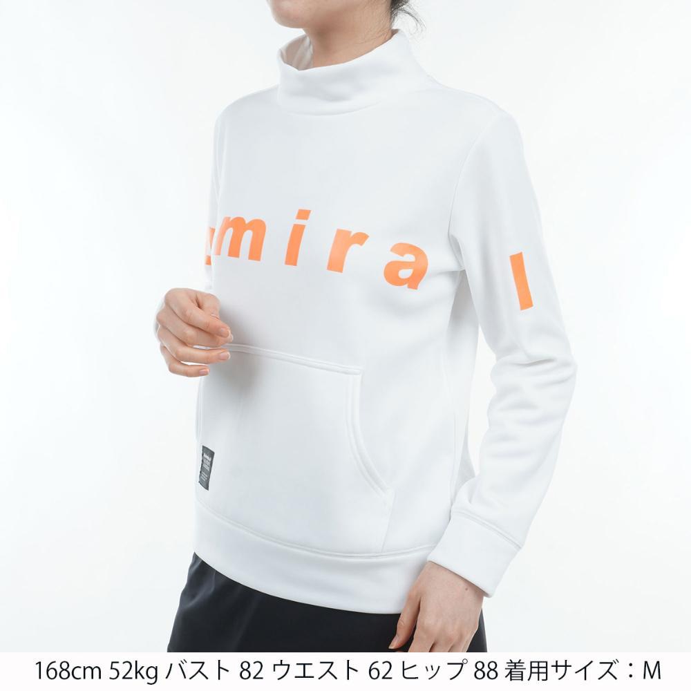 アドミラル ゴルフ（Admiral GOLF）（レディース）ゴルフウェア 裏起毛 長袖 ロゴモックネック スウェット ADLA477-WHT