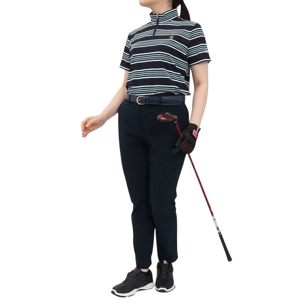 マンシングウエア（MUNSING WEAR）（レディース）ゴルフウェア 吸汗速乾 ストレッチ スタンドジップ 半袖シャツ MG5SHS83L NV00